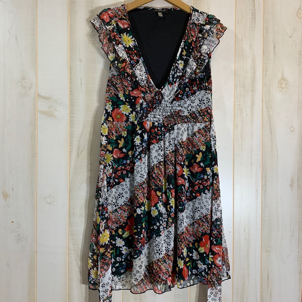 Jodi Kristopher Black Floral Dress 11/12 V Neck